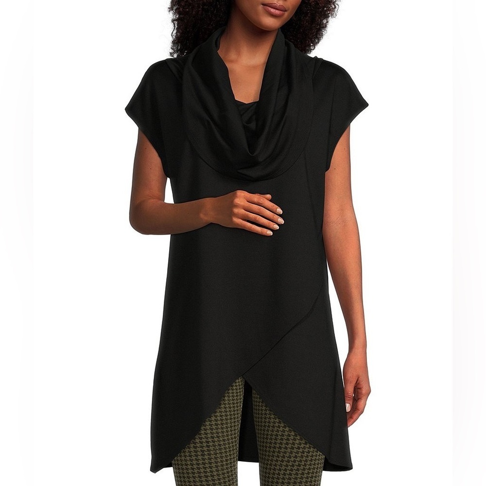 Elegant Bryn Walker Black Cowl Neck Tunic Top